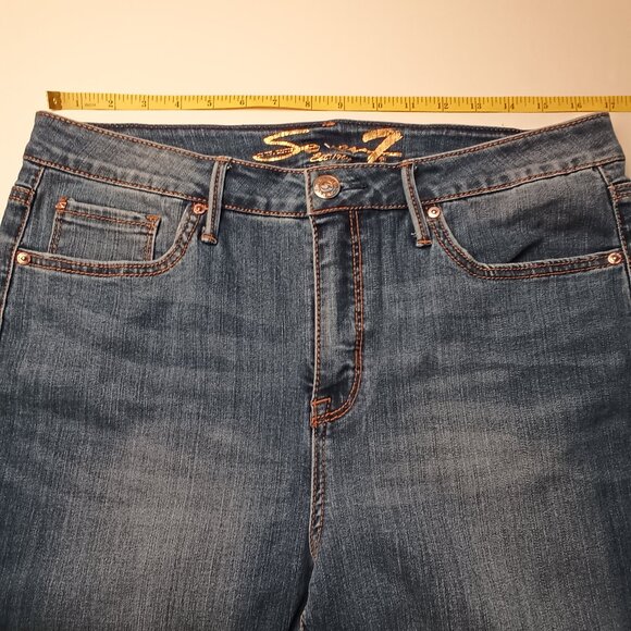 Seven7 Jeans Size 12 Tower Straight Crop High Rise Medium Wash - Picture 7 of 10